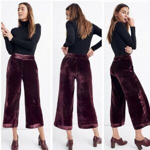 Madewell Velvet Huston Pull-On Crop Pants | Size XS